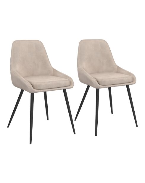 2 Chaises Olivia en velours taupe  - 47.5x54x79 cm