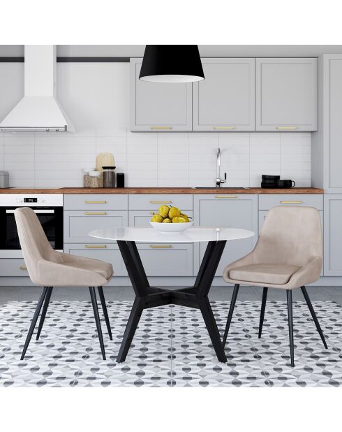 2 Chaises Olivia en velours taupe  - 47.5x54x79 cm