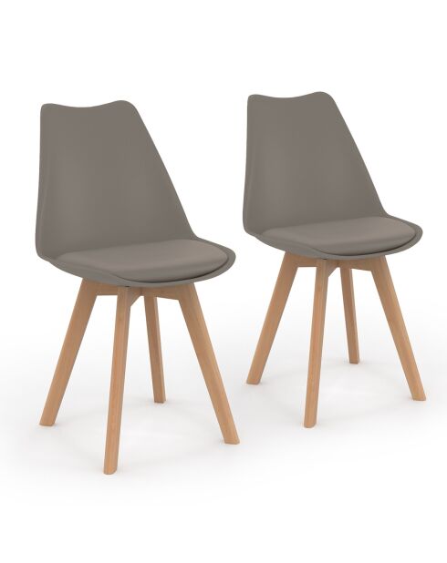 2 Chaises Nordia assise taupe - 46x51x79.5 cm