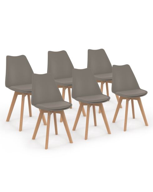 6 Chaises Nordia assise taupe - 46x51x79.5 cm