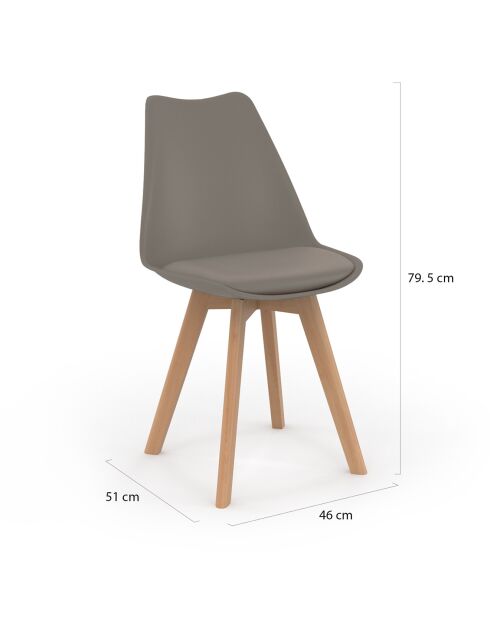 6 Chaises Nordia assise taupe - 46x51x79.5 cm