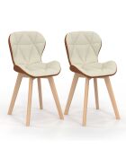 2 Chaises Gladys en tissu beige/camel - 46x50x79 cm