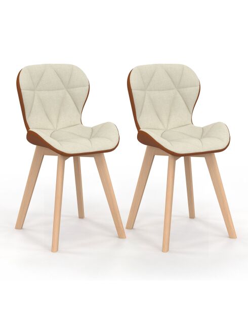 2 Chaises Gladys en tissu beige/camel - 46x50x79 cm