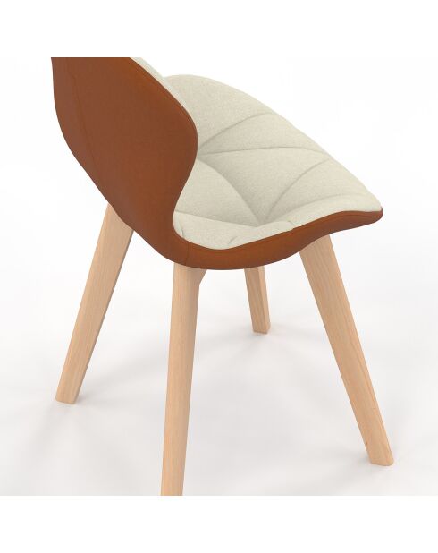 2 Chaises Gladys en tissu beige/camel - 46x50x79 cm