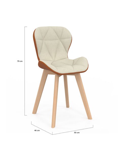 2 Chaises Gladys en tissu beige/camel - 46x50x79 cm