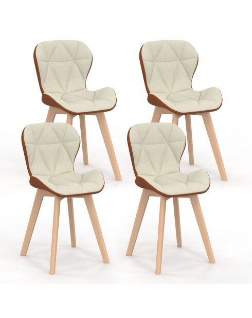 4 Chaises Gladys en tissu beige/camel - 46x50x79 cm