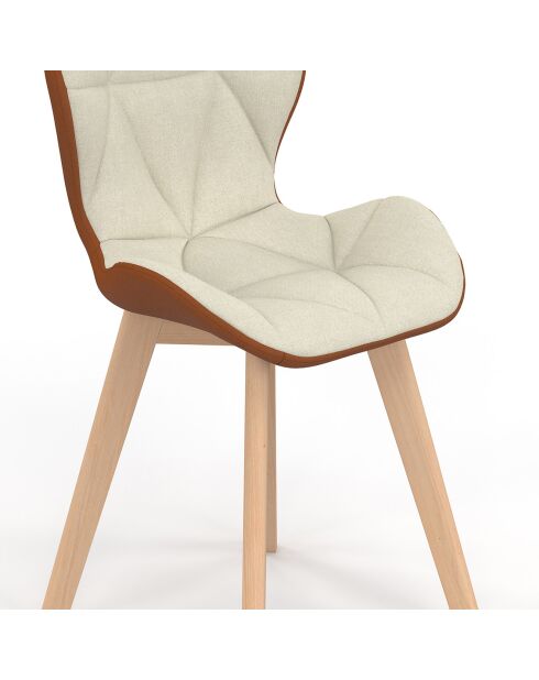 4 Chaises Gladys en tissu beige/camel - 46x50x79 cm