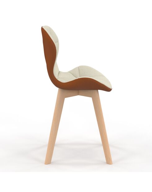 4 Chaises Gladys en tissu beige/camel - 46x50x79 cm