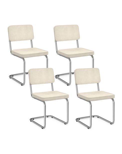 4 Chaises Naya en velours crèmes - 44x52x79 cm