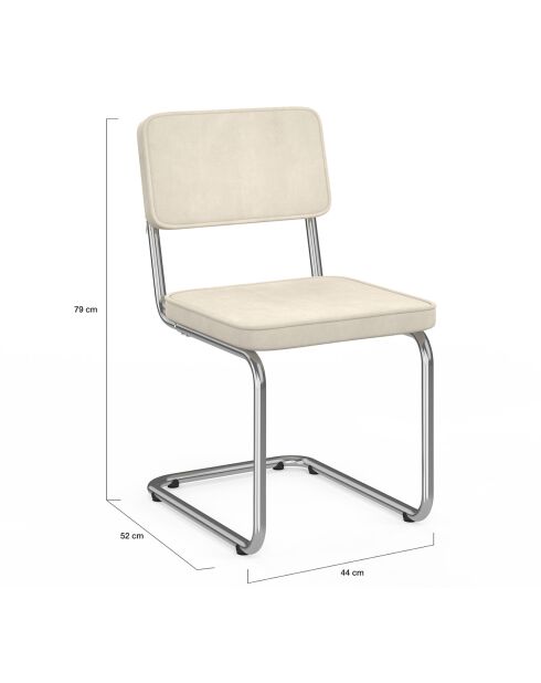 4 Chaises Naya en velours crèmes - 44x52x79 cm