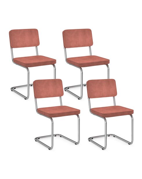 4 Chaises Naya en bouclette terracotta - 44x52x79 cm