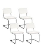 4 Chaises Naya en bouclette blanches - 44x52x79 cm