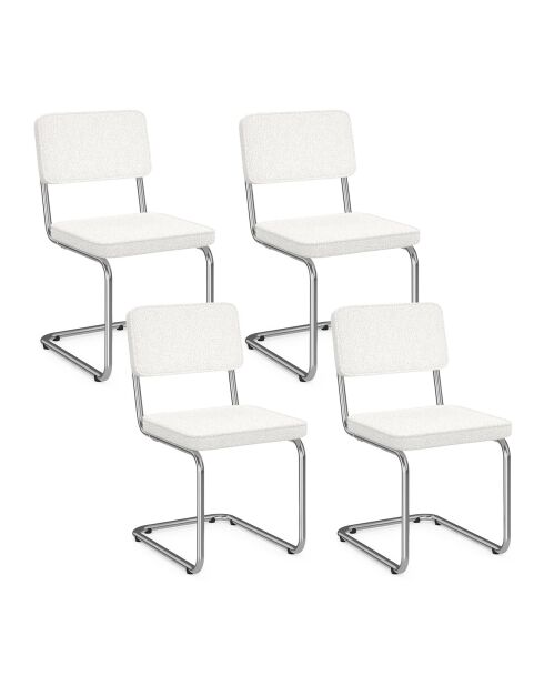 4 Chaises Naya en bouclette blanches - 44x52x79 cm