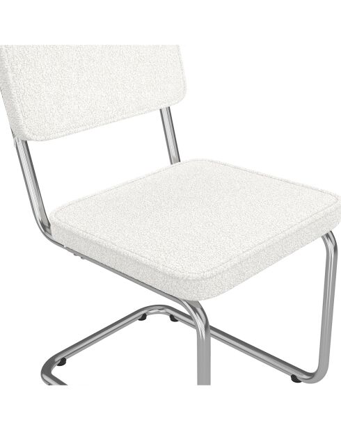 4 Chaises Naya en bouclette blanches - 44x52x79 cm