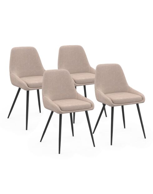 4 sedie Ornella in tessuto tortora - 47,5x54x79 cm