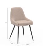 4 sedie Ornella in tessuto tortora - 47,5x54x79 cm