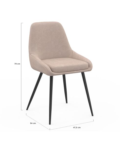 4 Chaises Ornella en tissu taupe - 47.5x54x79 cm