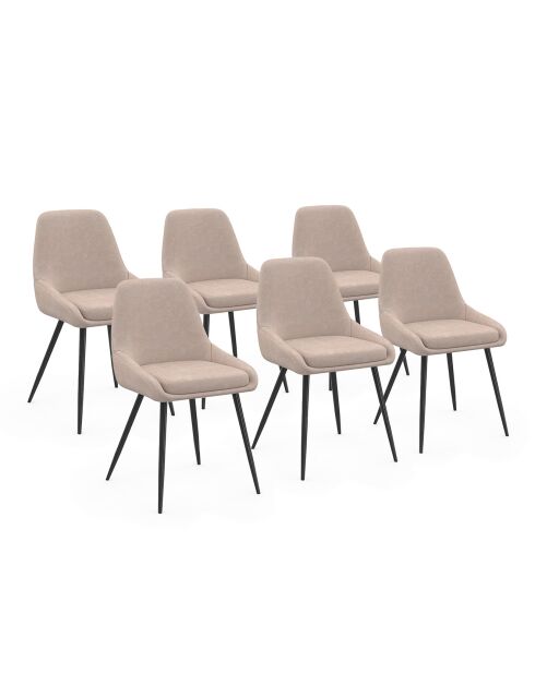 6 Chaises Ornella en tissu taupe - 47.5x54x79 cm