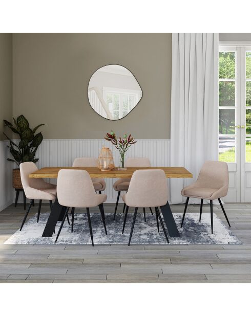 6 Chaises Ornella en tissu taupe - 47.5x54x79 cm