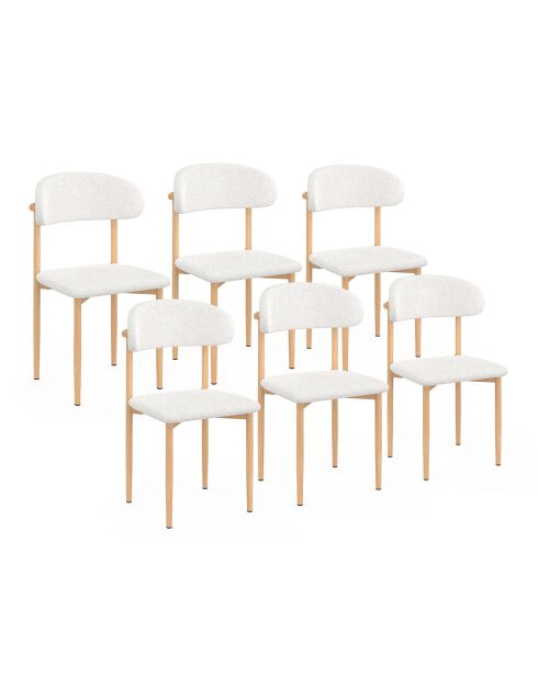 6 Callisto stoelen in krullend wit - 48x47x80 cm