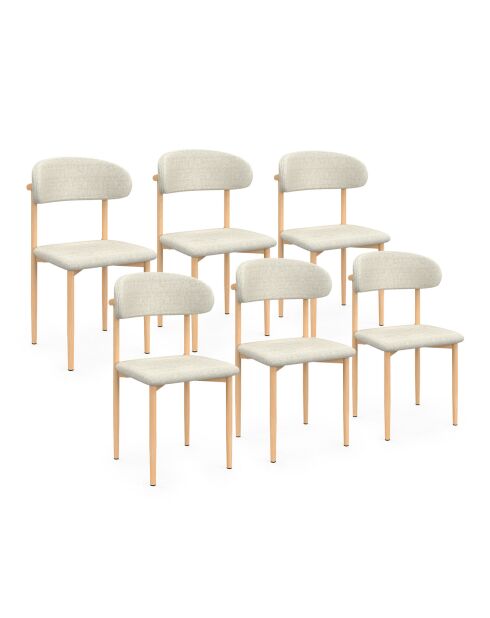 6 Stühle Callisto aus beigem Stoff - 48x47x80 cm