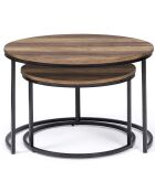 2 Tables basses rondes gigognes Eliza bois vieilli