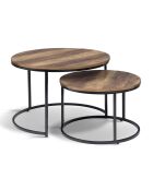 2 Tables basses rondes gigognes Eliza bois vieilli