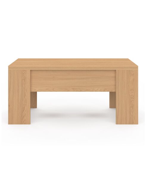 Table basse Albane avec plateau relevable et dépliant bois - 100x50x45 cm