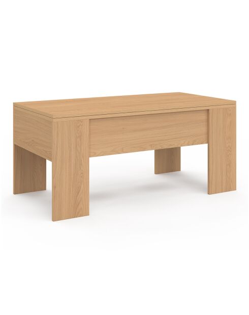 Table basse Albane avec plateau relevable et dépliant bois - 100x50x45 cm