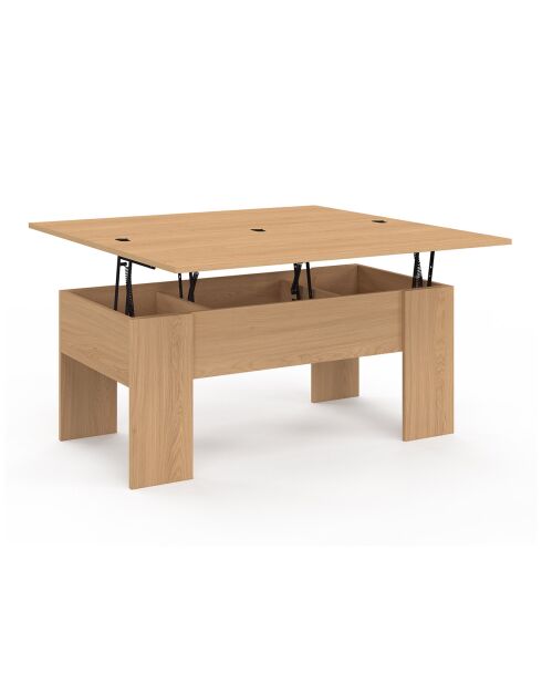 Table basse Albane avec plateau relevable et dépliant bois - 100x50x45 cm