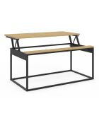 Table basse Memphis avec plateau relevable bois/noir - 90x48x40.5/53.5 cm