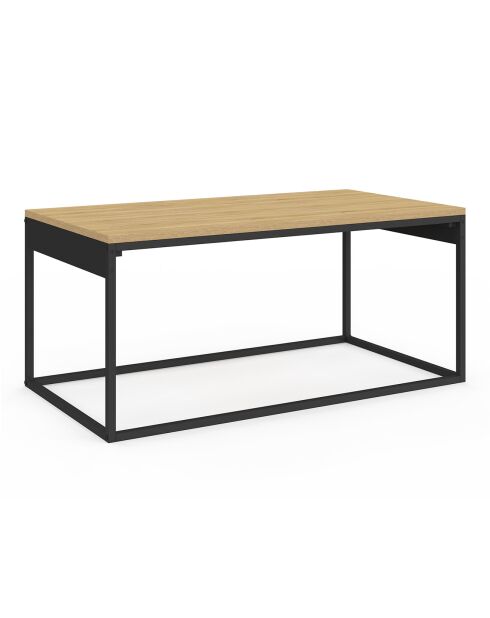Table basse Memphis avec plateau relevable bois/noir - 90x48x40.5/53.5 cm