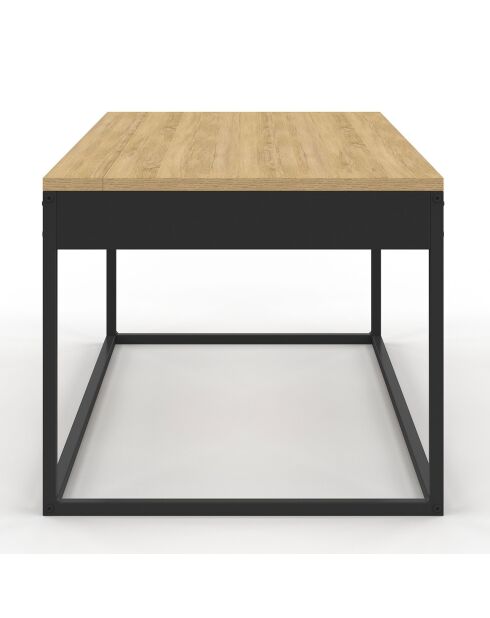 Table basse Memphis avec plateau relevable bois/noir - 90x48x40.5/53.5 cm