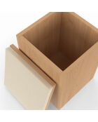 Table basse Tania 2 en 1 avec plateau dépliant et 4 assises bois - 100x55/110x39/51 cm