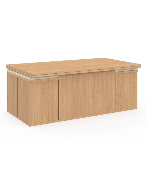 Table basse Tania 2 en 1 avec plateau dépliant et 4 assises bois - 100x55/110x39/51 cm