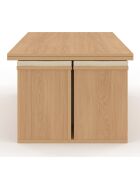 Table basse Tania 2 en 1 avec plateau dépliant et 4 assises bois - 100x55/110x39/51 cm