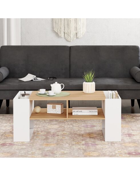Table basse avec niches bois - 100x50x40 cm