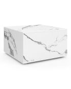 Table basse carrée effet marbre avec rangement effet marbre blanc - 60x60x35 cm