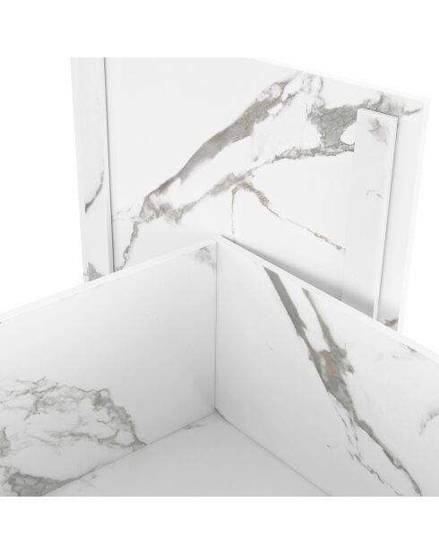 Table basse carrée effet marbre avec rangement effet marbre blanc - 60x60x35 cm