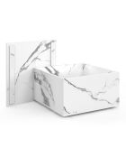 Table basse carrée effet marbre avec rangement effet marbre blanc - 60x60x35 cm