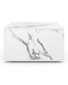 Table basse carrée effet marbre avec rangement effet marbre blanc - 60x60x35 cm