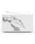 Table basse carrée effet marbre avec rangement effet marbre blanc - 60x60x35 cm