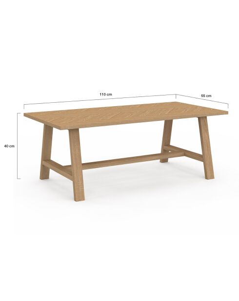 Table basse Gustave effet chevron bois - 110x55x40 cm