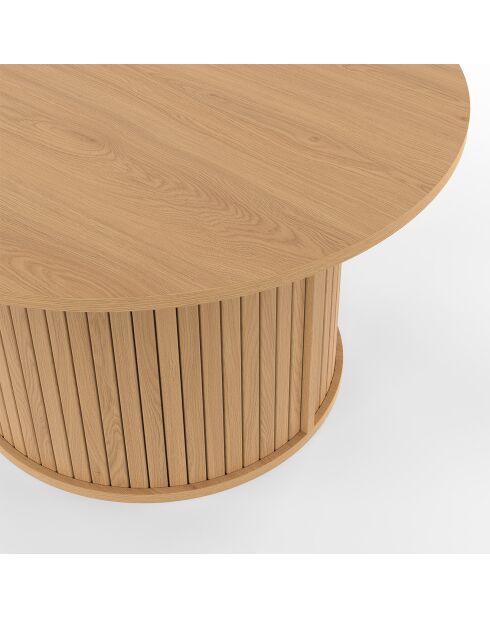 Table basse ronde Albane pieds lattes  bois - 70x40 cm