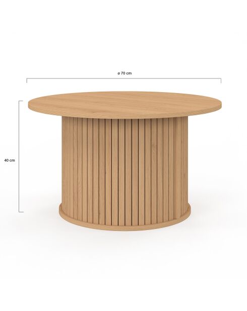 Table basse ronde Albane pieds lattes  bois - 70x40 cm
