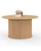 Table basse ronde Albane pieds lattes  bois - 70x40 cm