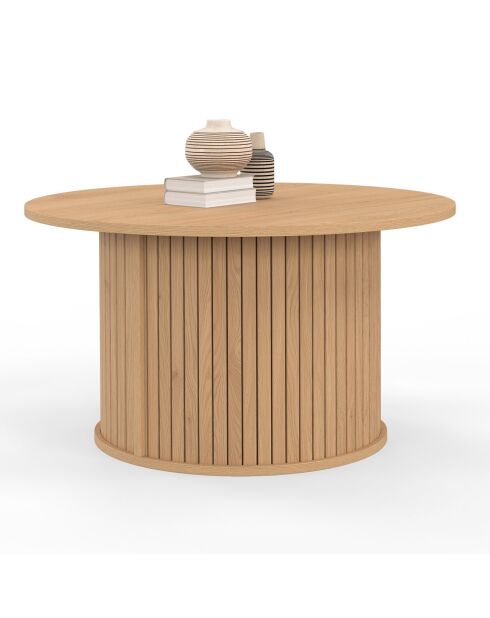 Table basse ronde Albane pieds lattes  bois - 70x40 cm