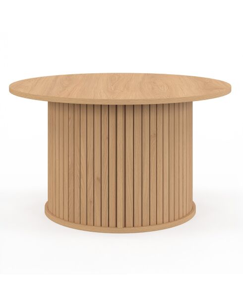 Table basse ronde Albane pieds lattes  bois - 70x40 cm