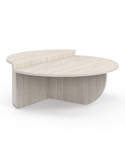 Tables basses rondes asymétriques travertin - 90x90x35 cm