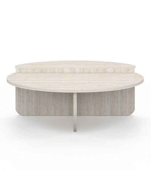 Tables basses rondes asymétriques travertin - 90x90x35 cm